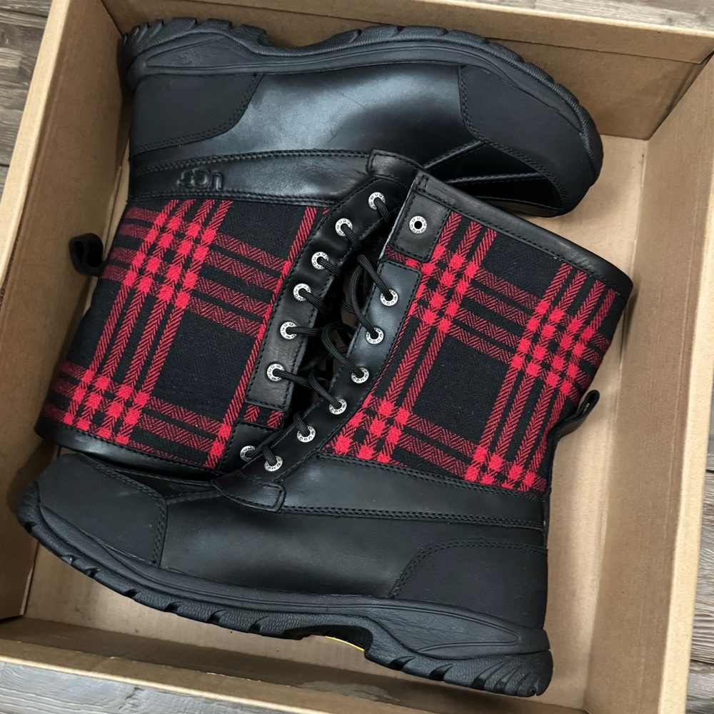 Black and Red Plaid Boots